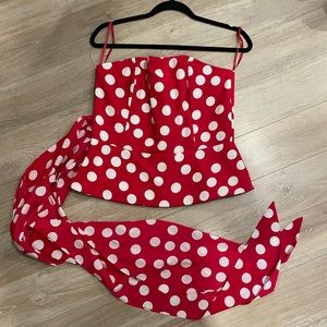 Club Monaco Polkadot Tub Top with Bow Side Tie